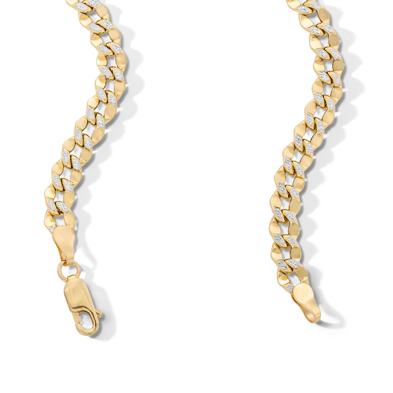 Main Image 3 of 10K Hollow Gold Diamond-Cut Curb Chain Made in Italy - 22&quot;