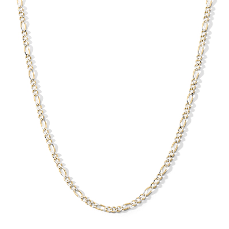 Main Image 1 of 10K Solid Gold Diamond-Cut Figaro Chain Made in Italy - 20&quot;