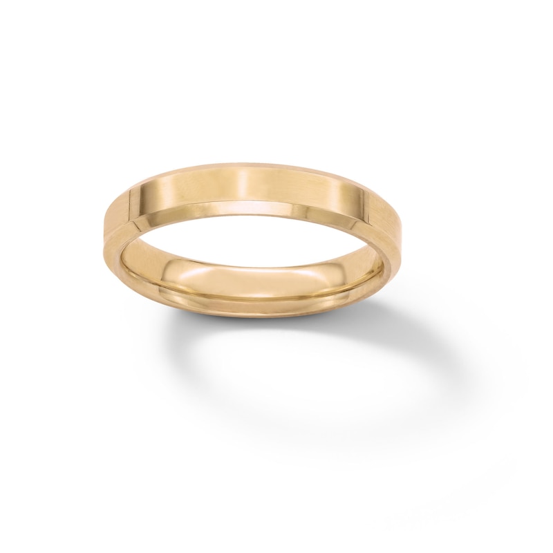 Main Image 1 of 10K Solid Gold Beveled Edge Band - Size 7