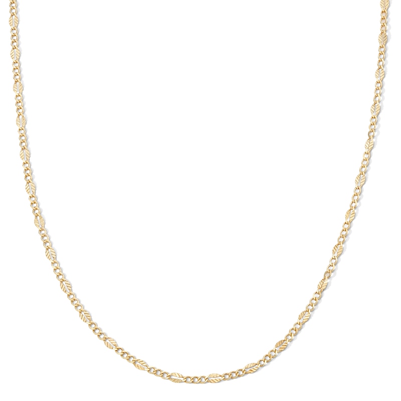 Main Image 1 of 10K Solid Gold Hammered Figaro Chain Made in Italy - 18&quot;