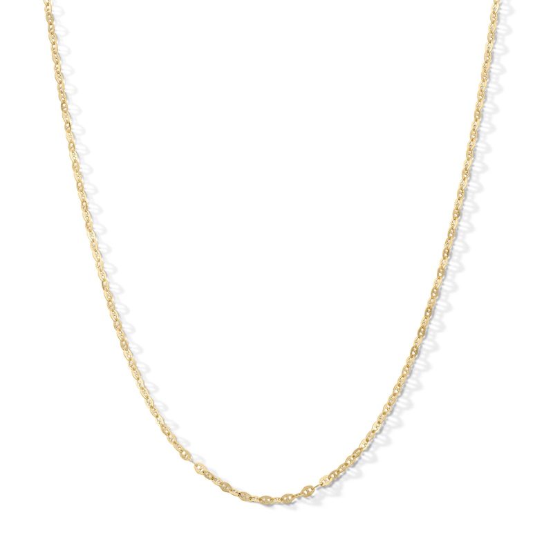 Main Image 1 of 10K Solid Gold Diamond-Cut Mariner Chain Made in Italy - 18&quot;