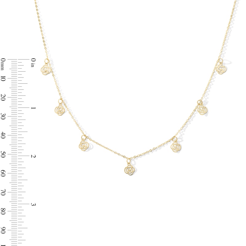 Main Image 3 of 10K Solid Gold Rose Station Chain Necklace Made in Italy - 18&quot;