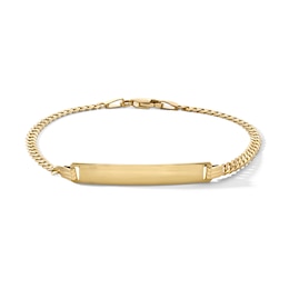 10K Solid Gold Flat Curb ID Chain Bracelet Made in Italy - 7.5&quot;