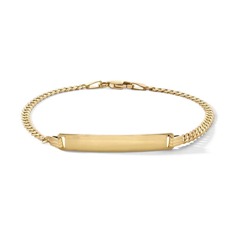 Main Image 1 of 10K Solid Gold Flat Curb ID Chain Bracelet Made in Italy - 7.5&quot;