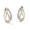 Thumbnail Image 1 of 10K Gold Crystal Twisted Split Two-Tone Hoops