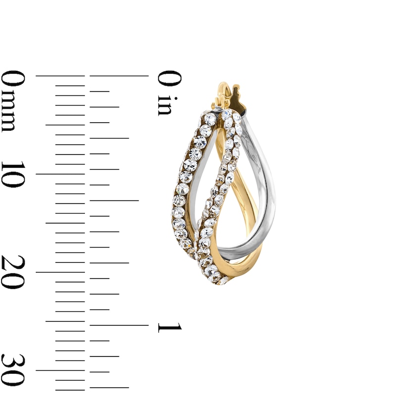 Main Image 3 of 10K Gold Crystal Twisted Split Two-Tone Hoops