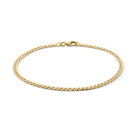 10K Hollow Gold Tight Curb Chain Bracelet Made in Italy - 7.5&quot;