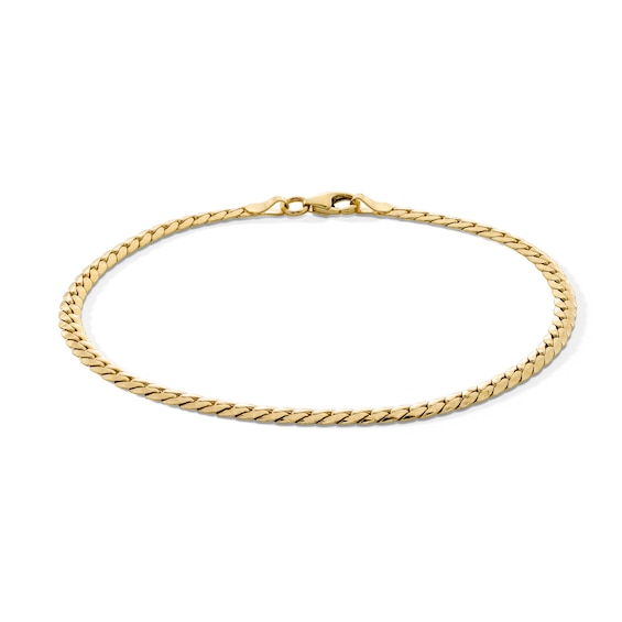 10K Hollow Gold Tight Curb Chain Bracelet Made in Italy - 7.5"