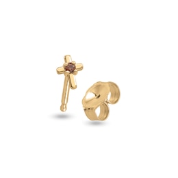 Birthstone Cross Mini Single Stud