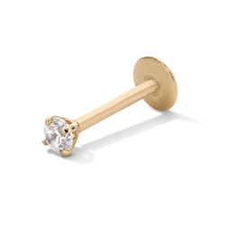 14K Hollow Gold CZ Stud - 16G 3/8&quot;