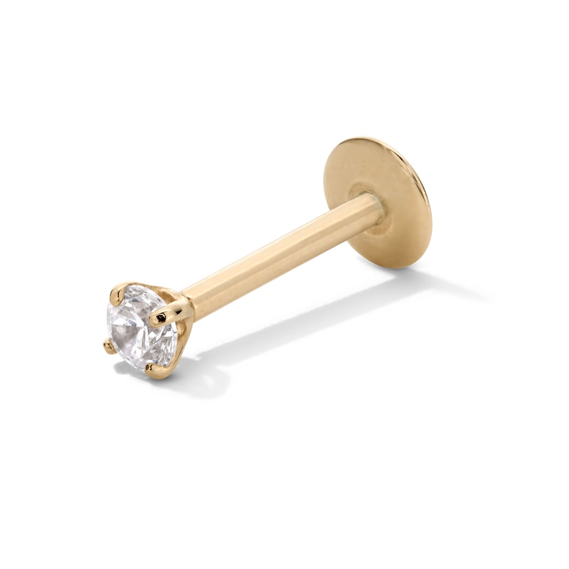 Main Image 1 of 14K Hollow Gold CZ Stud - 16G 3/8&quot;