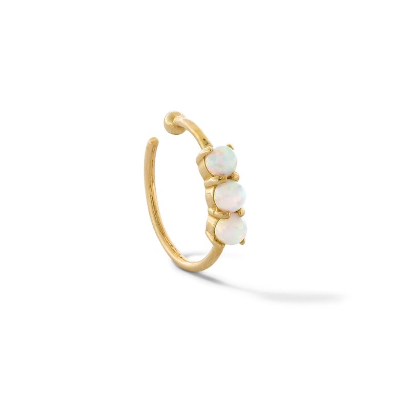 Main Image 1 of 14K Gold Simulated Opal Hoop - 18G 5/16&quot;