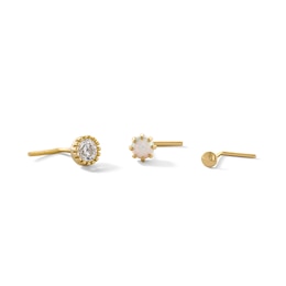 14K Gold CZ and Simulated Opal Set - 18G