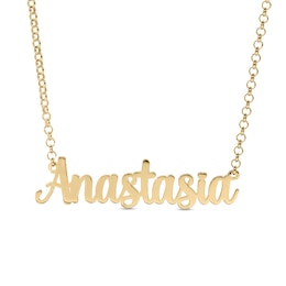 14K Gold Plated Bold Script Name Pendant - 16&quot;