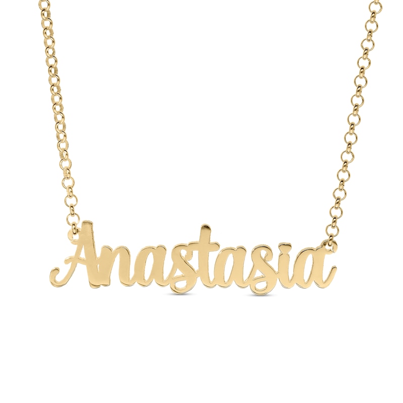 Main Image 1 of 14K Gold Plated Bold Script Name Pendant - 16&quot;