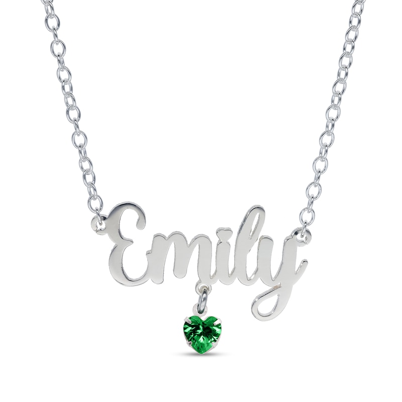 Main Image 1 of Sterling Silver Birthstone Name Rolo Necklace - 16&quot;