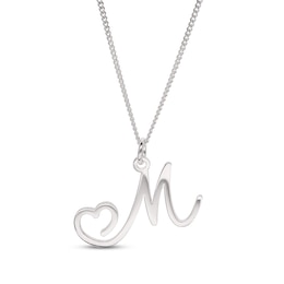 Sterling Silver Initial Heart Pendant - 18&quot;