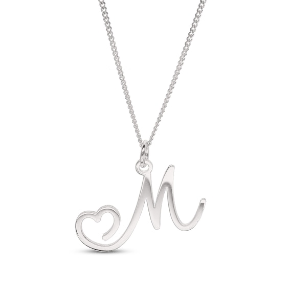 Sterling Silver Initial Heart Pendant - 18"