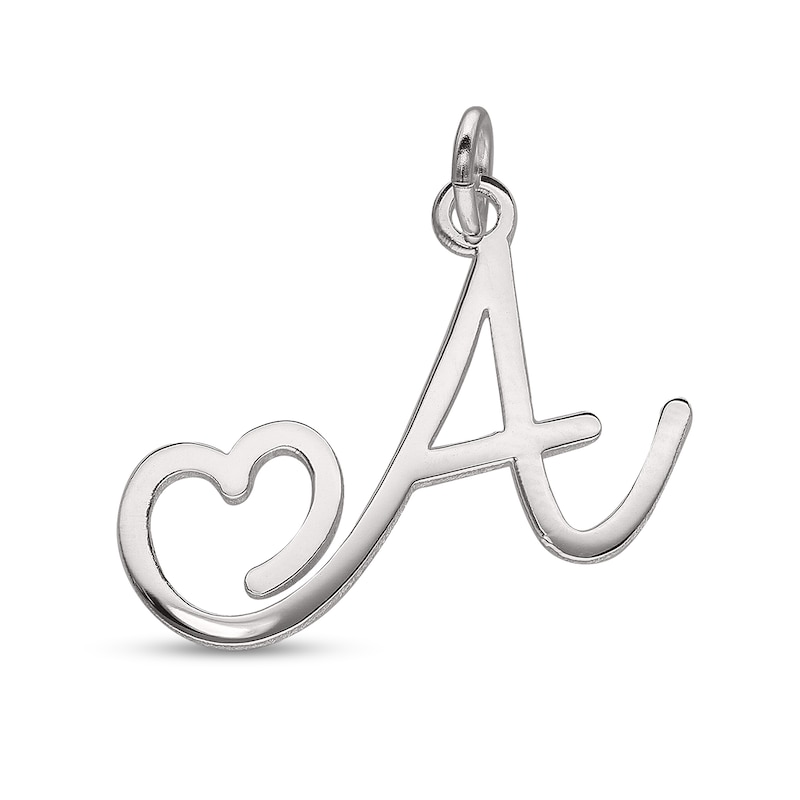 Main Image 2 of Sterling Silver Initial Heart Pendant - 18&quot;