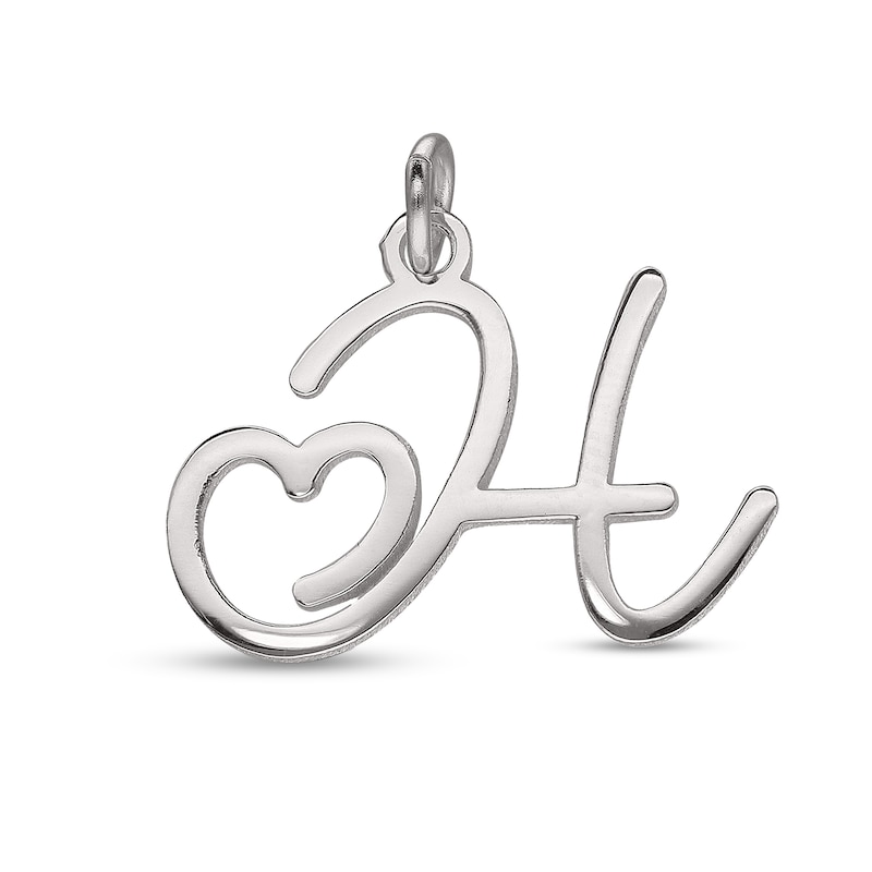 Main Image 3 of Sterling Silver Initial Heart Pendant - 18&quot;