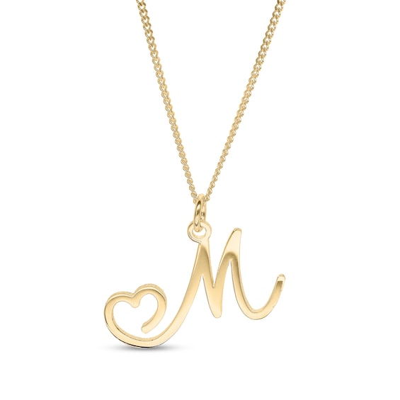 14K Gold Plated Initial Heart Pendant - 18"