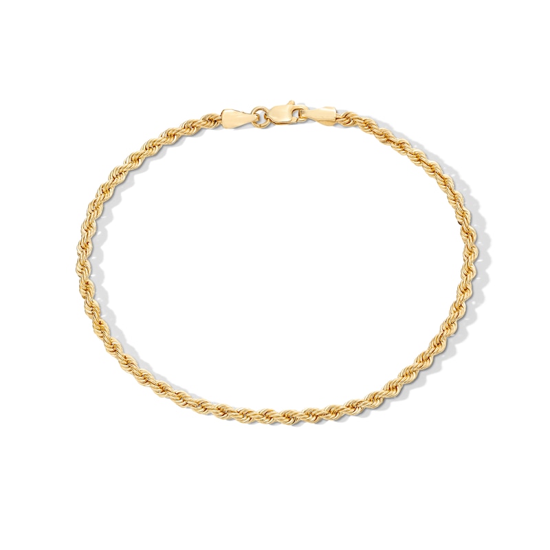 Main Image 1 of ​​​​​​​10K Hollow Gold Glitter Rope Chain Bracelet - 8&quot;