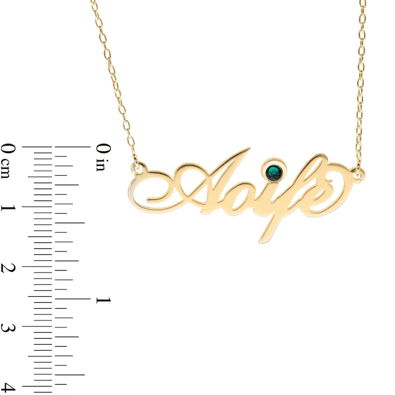 Main Image 3 of 14K Gold Plated Birthstone Fancy Name Rolo Necklace - 16&quot;