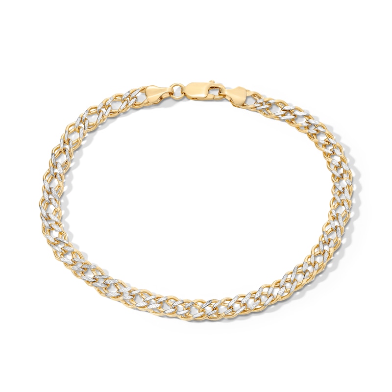 Main Image 1 of 10K Hollow Gold Diamond-Cut Rambo Chain Bracelet - 8.5&quot;