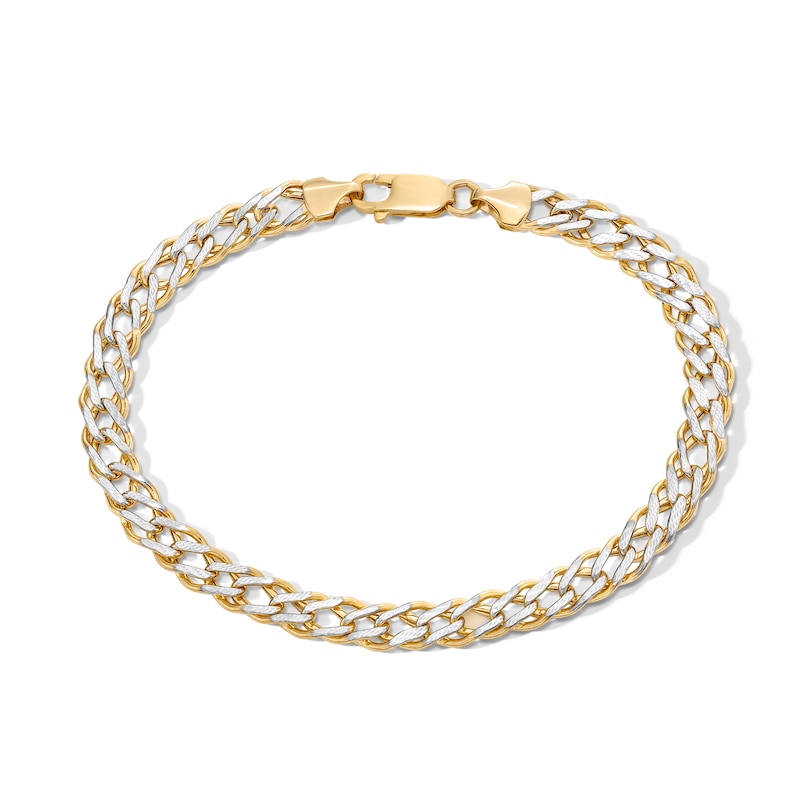 Main Image 1 of 10K Semi-Solid Gold Diamond-Cut Rambo Chain Bracelet - 8.5&quot;