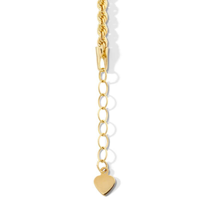 Main Image 2 of 10K Hollow Gold Heart Rope Chain Bracelet - 7&quot; + 1&quot;