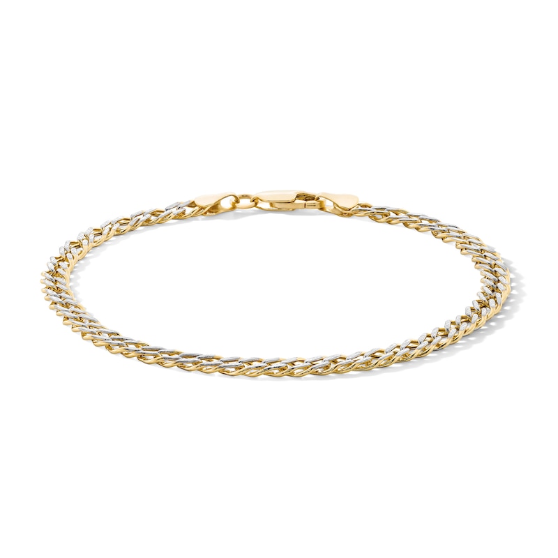 Main Image 1 of 10K Semi-Solid Gold Diamond-Cut Rambo Chain Bracelet - 7.5&quot;