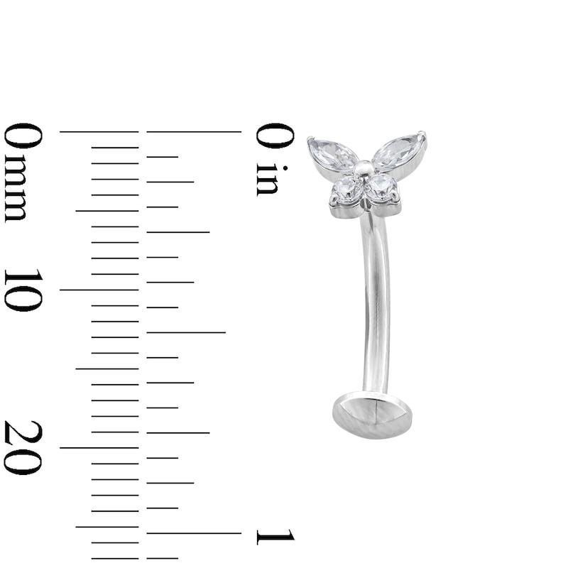 Main Image 2 of Stainless Steel CZ Butterfly Floating Belly Ring - 14G 7/16&quot;