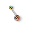 Thumbnail Image 1 of Stainless Steel Crystal Multi-Color Double Ball Belly Ring - 14G 3/8&quot;