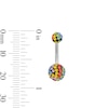 Thumbnail Image 2 of Stainless Steel Crystal Multi-Color Double Ball Belly Ring - 14G 3/8&quot;