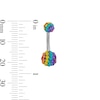 Thumbnail Image 2 of Stainless Steel Crystal Rainbow Double Ball Belly Ring - 14G 3/8&quot;