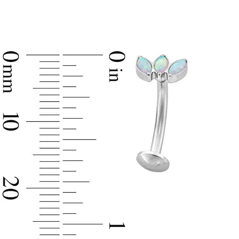 Main Image 2 of Stainless Steel Simulated Opal Marquise Floating Belly Ring - 14G 7/16&quot;