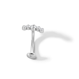 Stainless Steel CZ Five Stone Floating Belly Button Ring - 14G 7/16&quot;