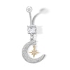 Thumbnail Image 1 of Yellow Ion Plated CZ Moon and Star Belly Button Ring - 14G 7/16&quot;