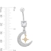 Thumbnail Image 2 of Yellow Ion Plated CZ Moon and Star Belly Button Ring - 14G 7/16&quot;