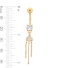 Thumbnail Image 2 of Yellow Ion Plated CZ Cloud Chains Dangle Belly Ring - 14G 7/16&quot;