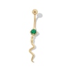 Thumbnail Image 1 of Yellow Ion Plated Green Simulated Crystal Snake Dangle Belly Ring - 14G 7/16&quot;