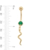 Thumbnail Image 2 of Yellow Ion Plated Green Simulated Crystal Snake Dangle Belly Ring - 14G 7/16&quot;