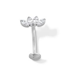 Stainless Steel CZ Marquise Floating Belly Button Ring - 14G 7/16&quot;