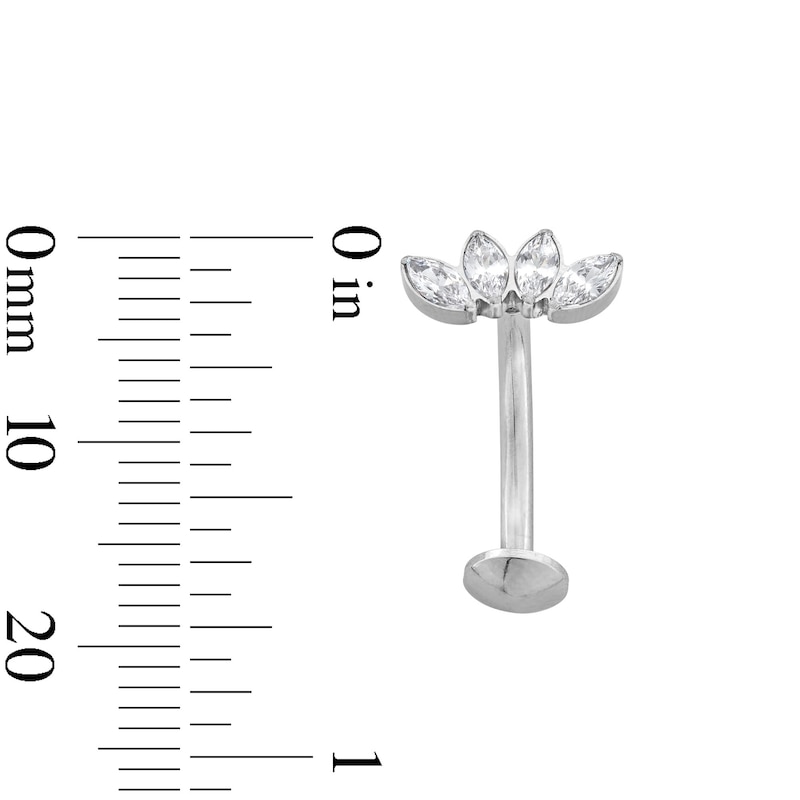 Main Image 2 of Stainless Steel CZ Marquise Floating Belly Button Ring - 14G 7/16&quot;