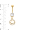 Thumbnail Image 2 of Yellow Ion Plated CZ Smiley Dangle Belly Ring - 14G 7/16&quot;