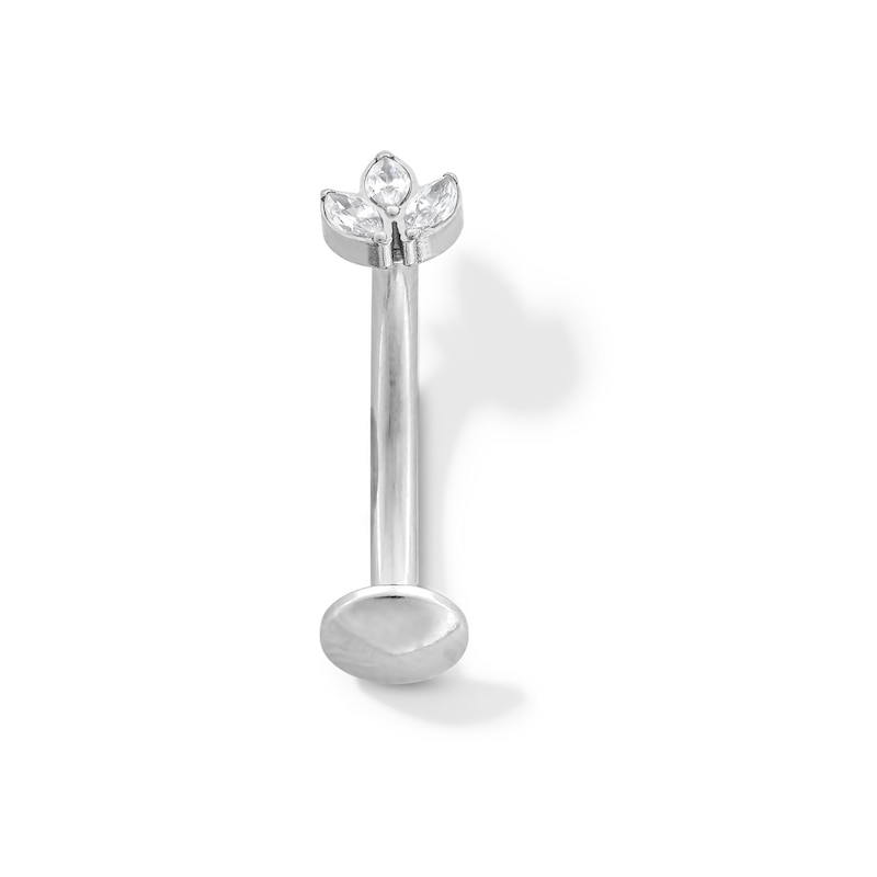 Main Image 1 of Stainless Steel CZ Marquise Floating Belly Button Ring - 14G 7/16&quot;