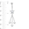 Thumbnail Image 2 of Stainless Steel CZ Star Chains Dangle Belly Ring - 14G 7/16&quot;