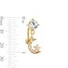 Thumbnail Image 2 of Yellow Ion Plated CZ Moon and Star Belly Ring - 14G 7/16&quot;