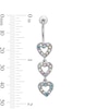 Thumbnail Image 2 of Stainless Steel Iridescent CZ Triple Heart Belly  Ring - 14G 7/16&quot;