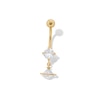 Thumbnail Image 1 of Yellow Ion Plated CZ Planet Dangle Belly Ring - 14G 7/16&quot;